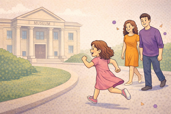 Un parent et son enfant explorant un musée ensemble
