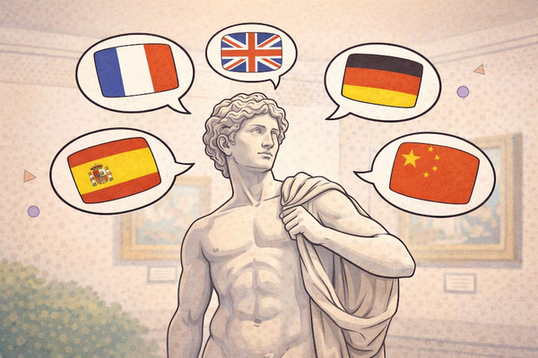 Des touristes découvrant un musée européen